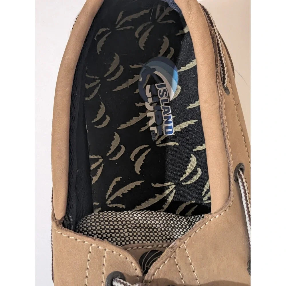 Island Surf Men's Size 11 Tan Brown Boat Shoes Lace Up Nautical Deck Loafers